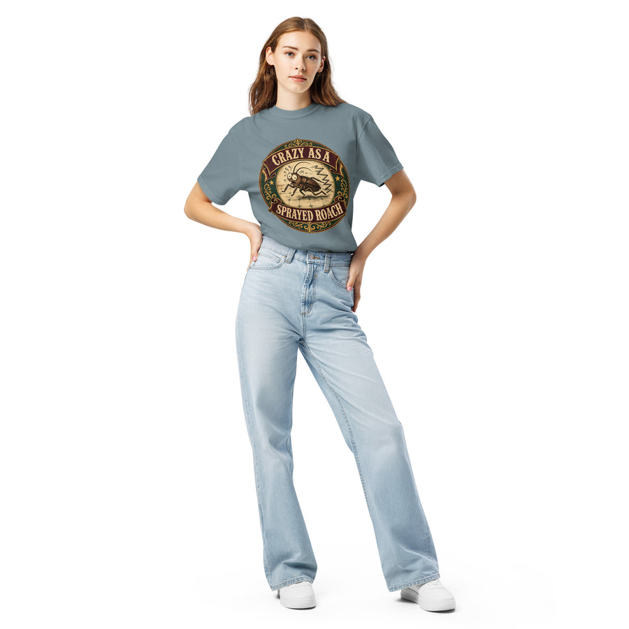 Crazy As a Sprayed Roach Tee - funny Southern sayings t-shirt in Ice Blue, front view