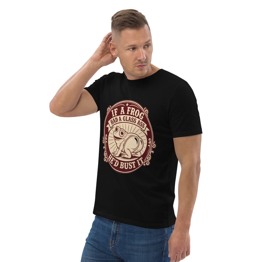 If a Frog Had a Glass Ass He'd Bust It Tee - funny Southern sayings t-shirt in Black, left-front angle