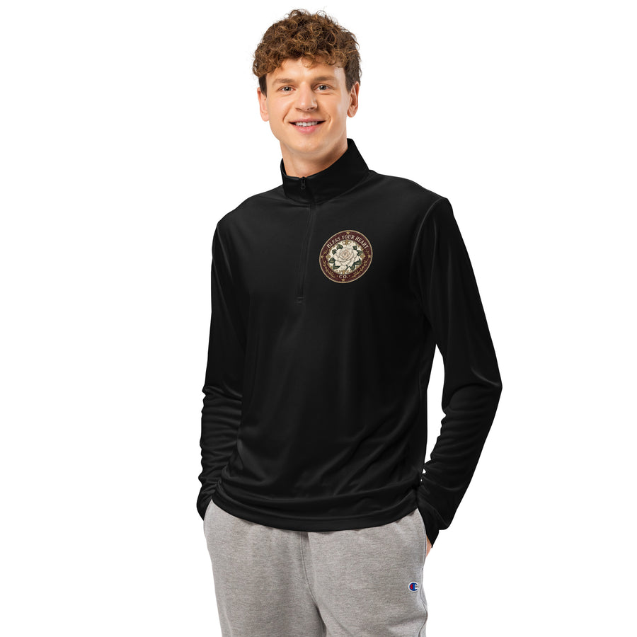 Don't Be a Salty Heifer Pullover - sassy Southern sayings quarter-zip pullover in Black, front view