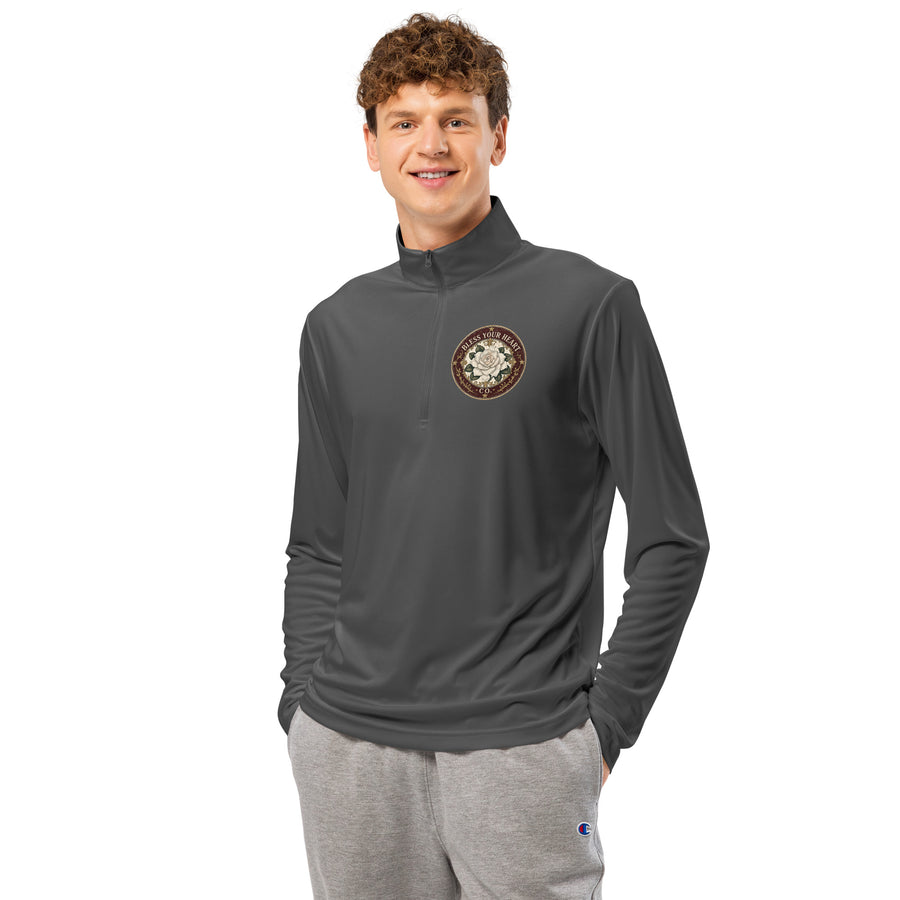 Don't Be a Salty Heifer Pullover - sassy Southern sayings quarter-zip pullover in Iron Grey, front view